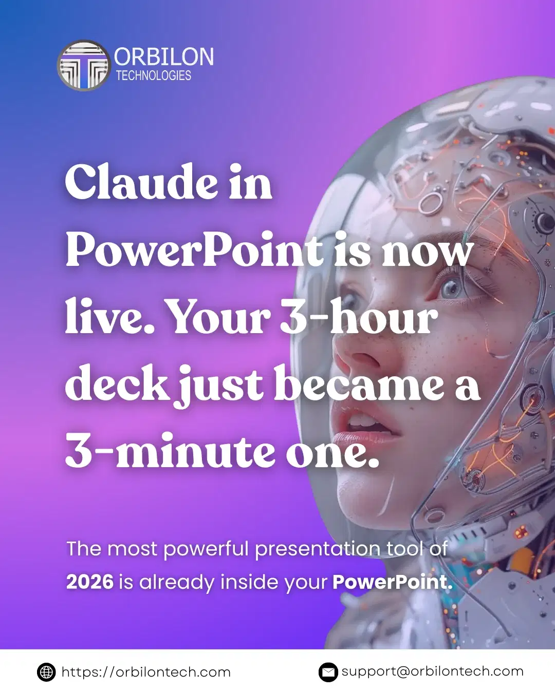 Claude in PowerPoint is now live - 3 hour deck becomes 3 minute deck 2026 - Orbilon Technologies